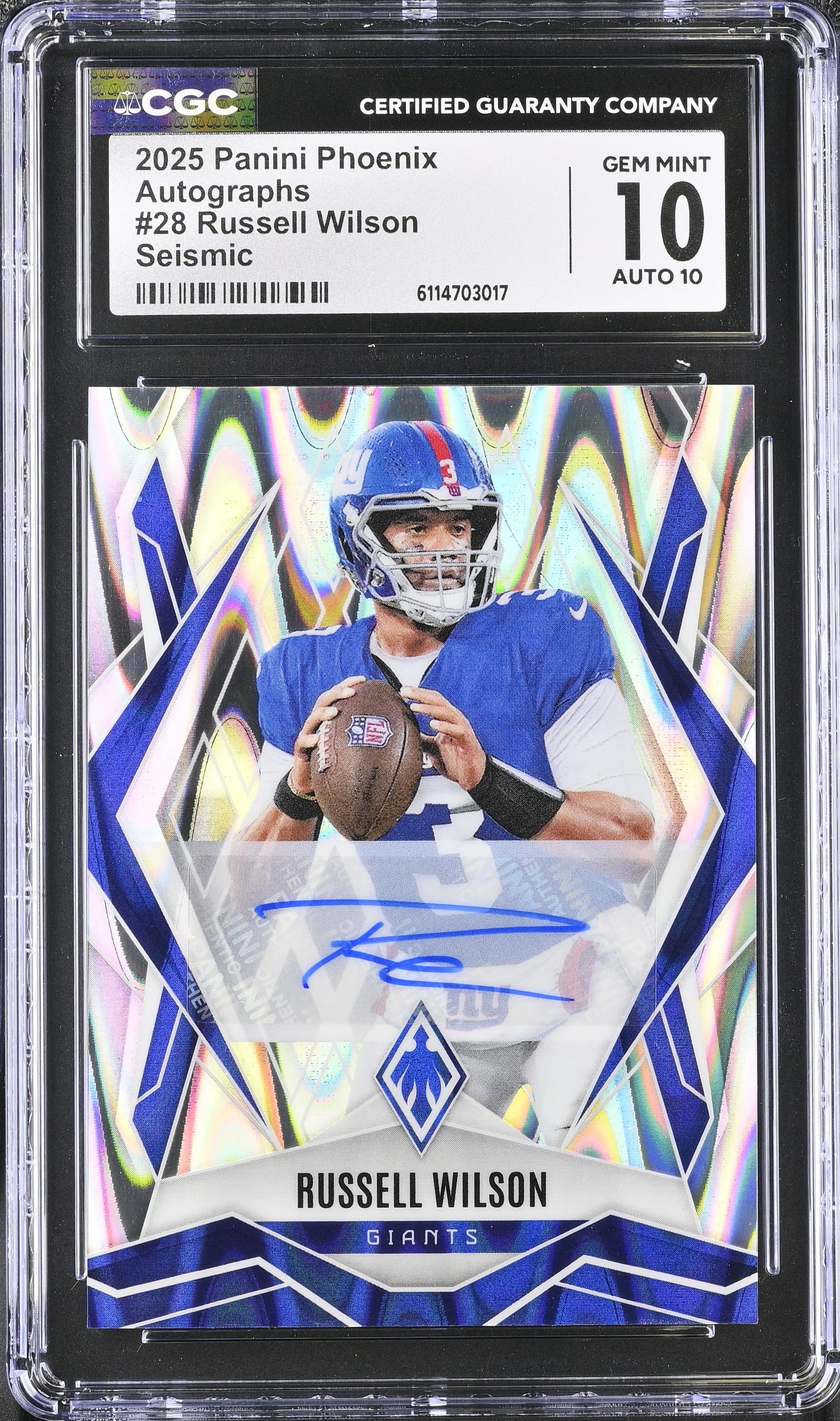 Russell Wilson 2025 Panini Phoenix Seismic Auto SP 2/10 CGC 10-1