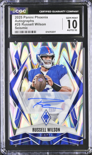 Russell Wilson 2025 Panini Phoenix Seismic Auto SP 2/10 CGC 10