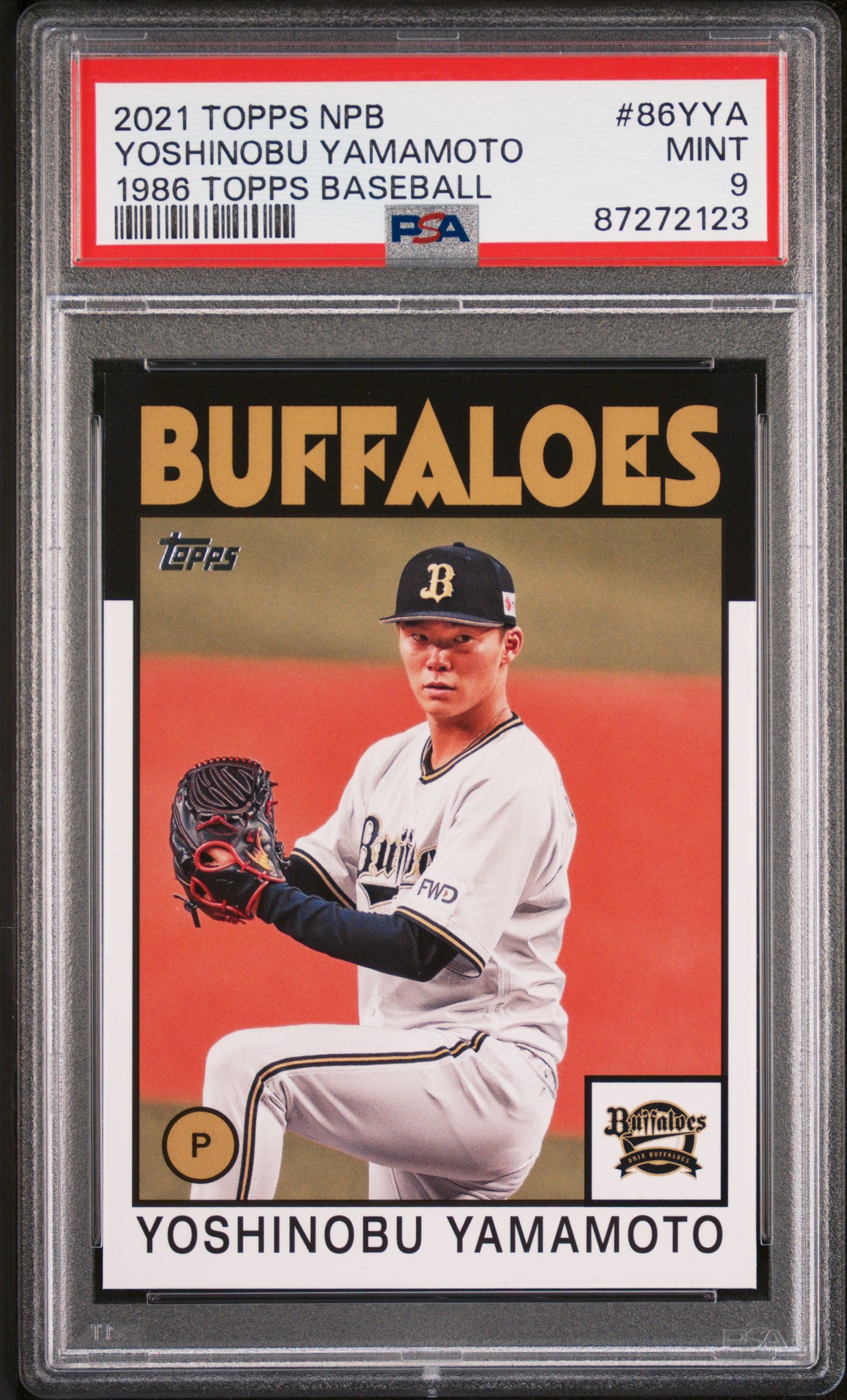 Yoshinobu Yamamoto RC 2021 Topps NPB 1986 Throwback Prospect Rookie PSA 9-1