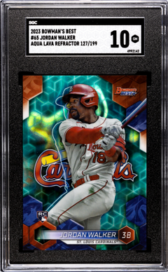 Jordan Walker RC 2023 Bowman's Best Aqua Lava Refractor Rookie SP 127/199 SGC 10-1