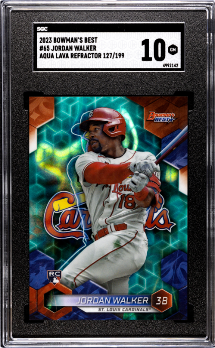 Jordan Walker RC 2023 Bowman's Best Aqua Lava Refractor Rookie SP 127/199 SGC 10-1