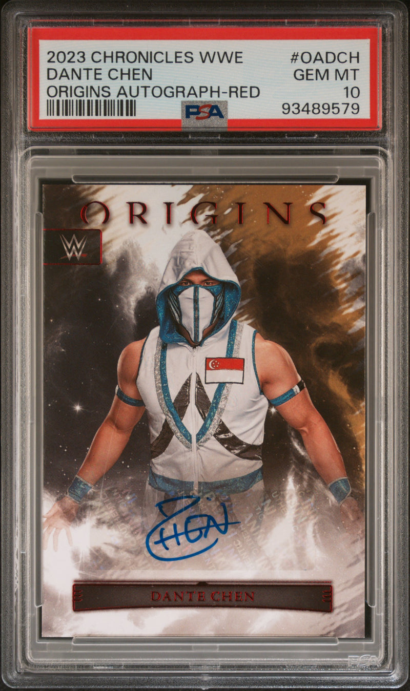 Dante Chen 2023 Panini Chronicles WWE Origins Red Auto PSA 10-1