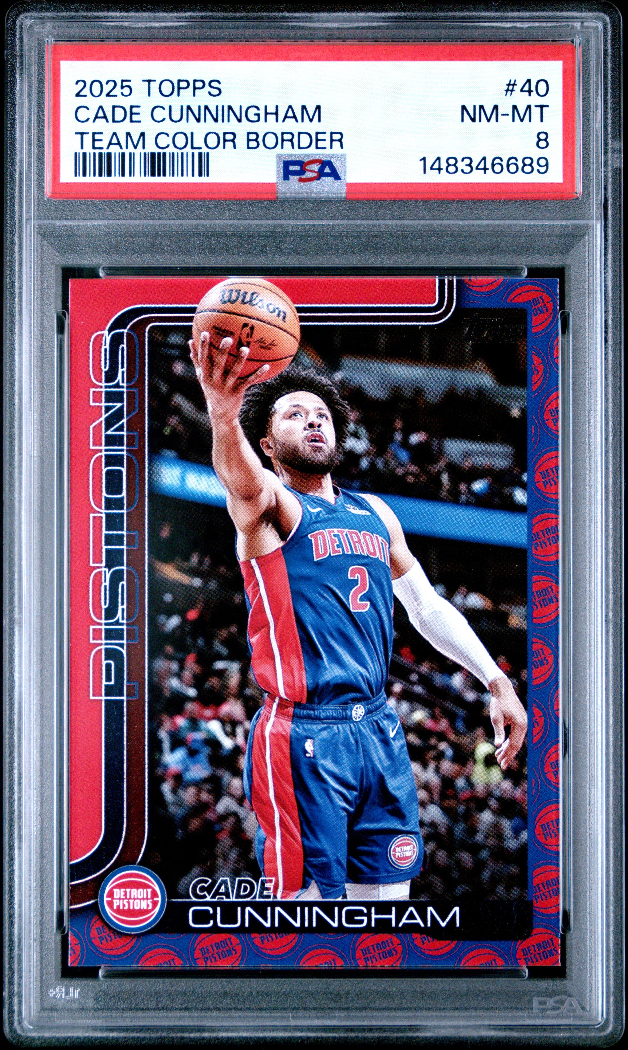 Cade Cunningham 2025-26 Topps Team Color Border SSP #40 PSA 8