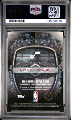 Kyle Filipowski 2025-26 Topps Chrome Black Signature Style Auto SP 8/10 PSA 9-2
