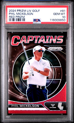Phil Mickelson 2024 Panini Prizm Liv Golf Red Captains SP 101/149 PSA 10-1