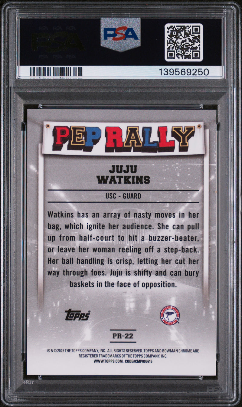 Juju Watkins RC 2024-25 Bowman U Chrome Gold Pep Rally Rookie SP 49/50 PSA 9-2
