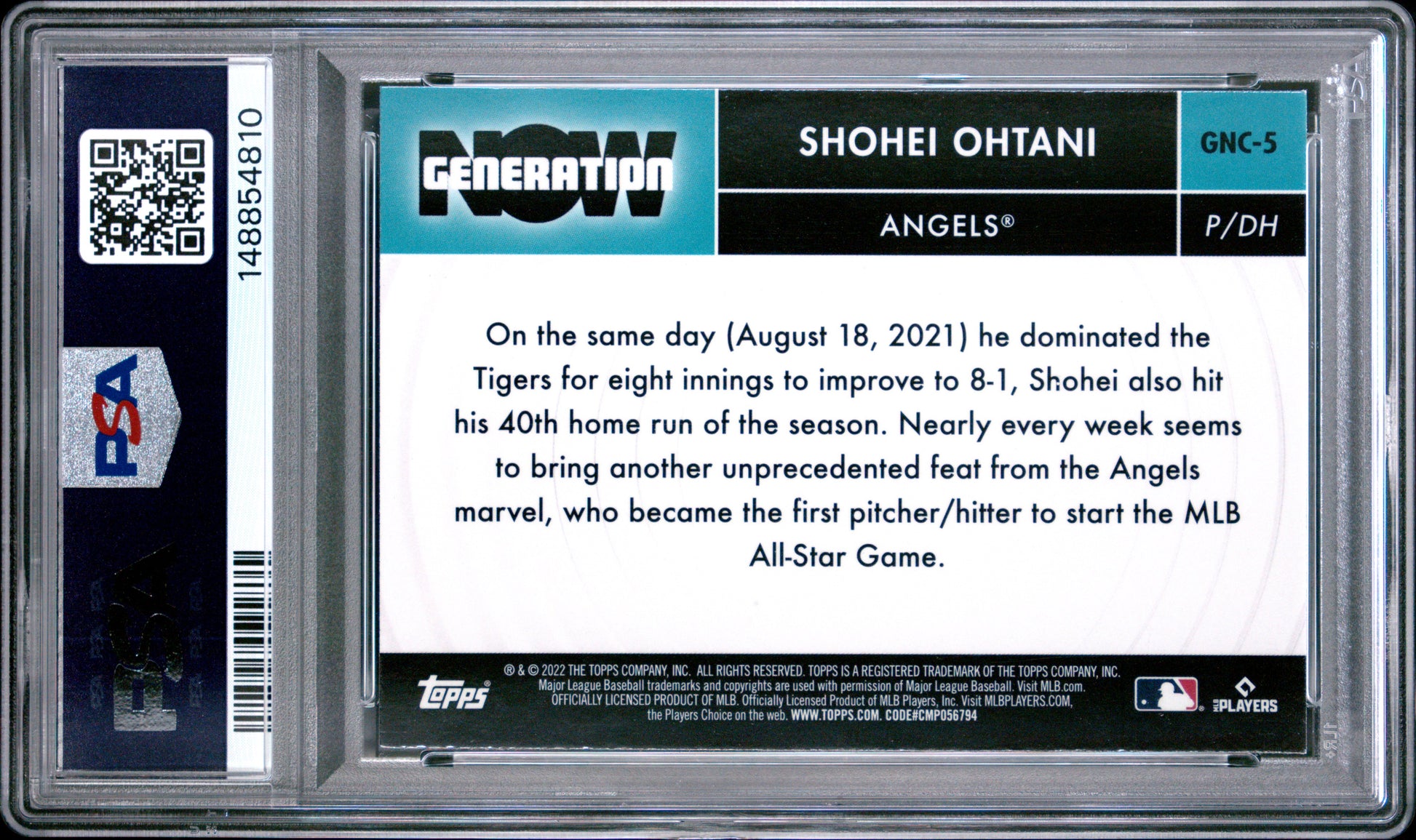 Shohei Ohtani 2022 Topps Chrome Update Generation Now PSA 8-2