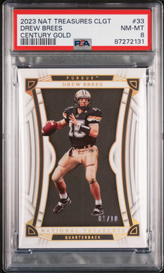 Drew Brees 2023 National Treasures Collegiate Century Gold SP 1/10 PSA 8-1