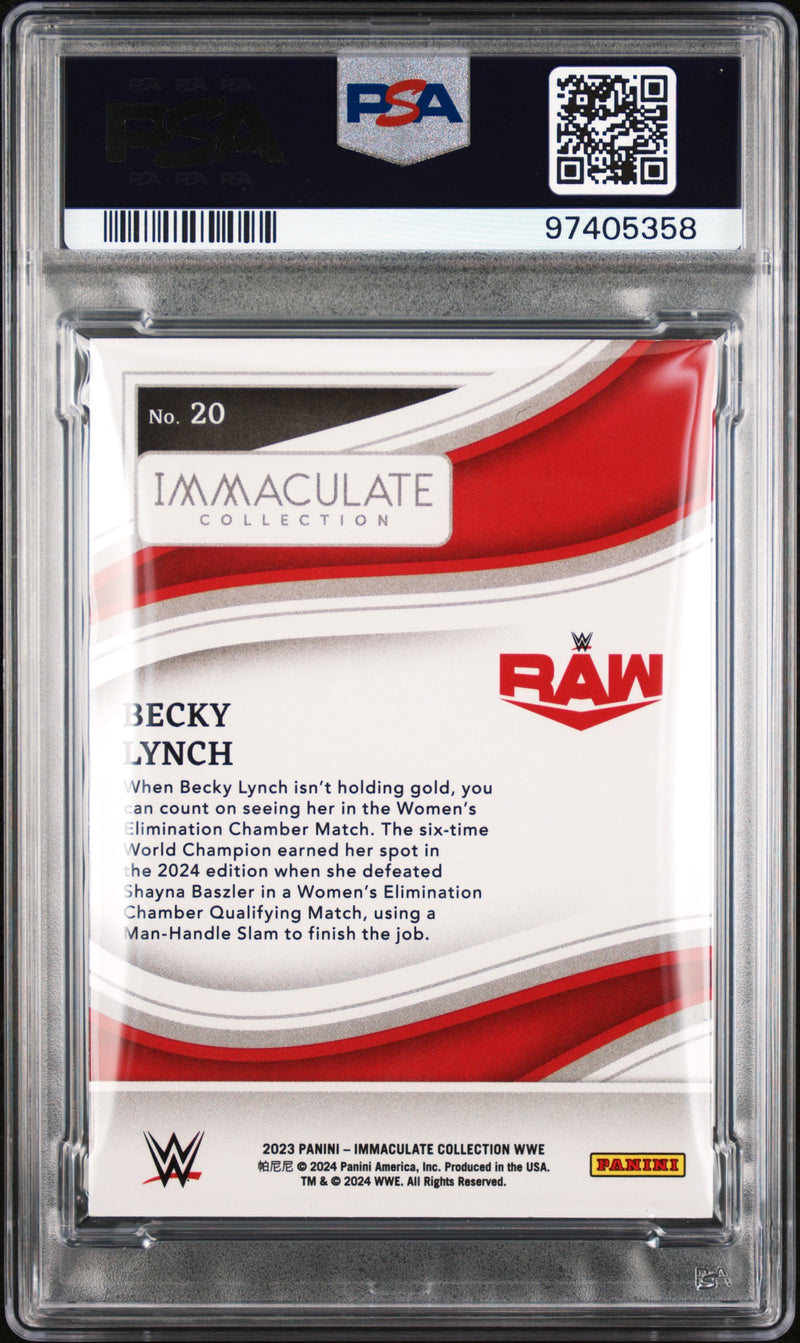 Becky Lynch 2023 Immaculate WWE Red SP 13/35 PSA 8-2