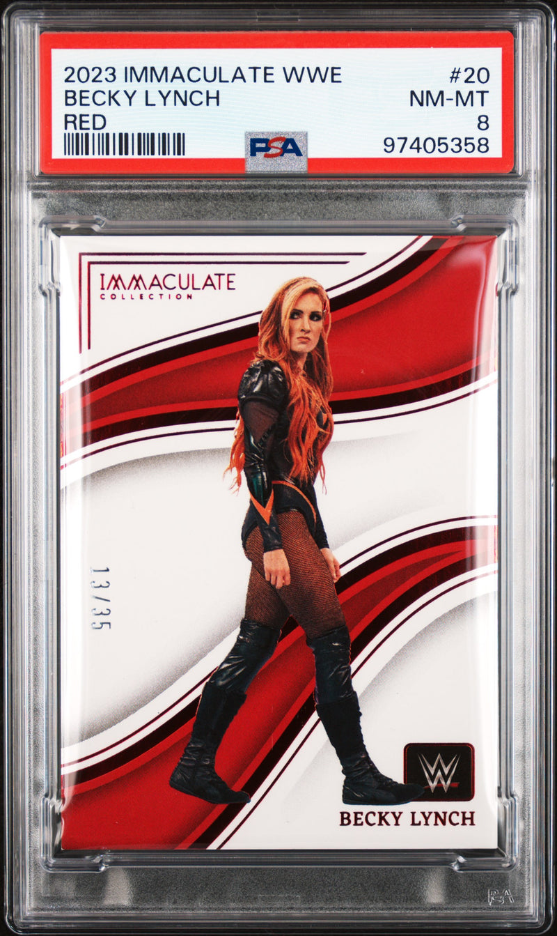 Becky Lynch 2023 Immaculate WWE Red SP 13/35 PSA 8-1