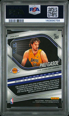 Pau Gasol 2024-25 Panini Prizm Black Blue SP 198/199 PSA 10-2