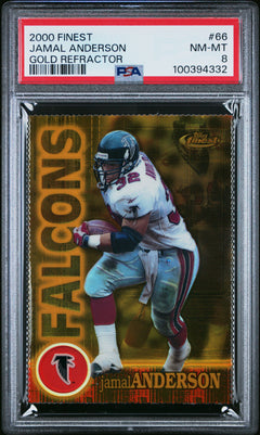 Jamal Anderson 2000 Topps Finest Gold Refractor SP 232/300 PSA 8-1