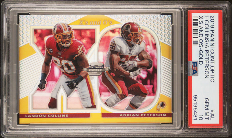 Adrian Peterson Landon Collins 2019 Contenders Optic Gold X's And O's SP 8/10 PSA 10-1