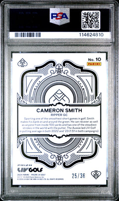Cameron Smith 2024 Panini Prizm Liv Golf White Mojo Aces SP 25/36 PSA 10-2