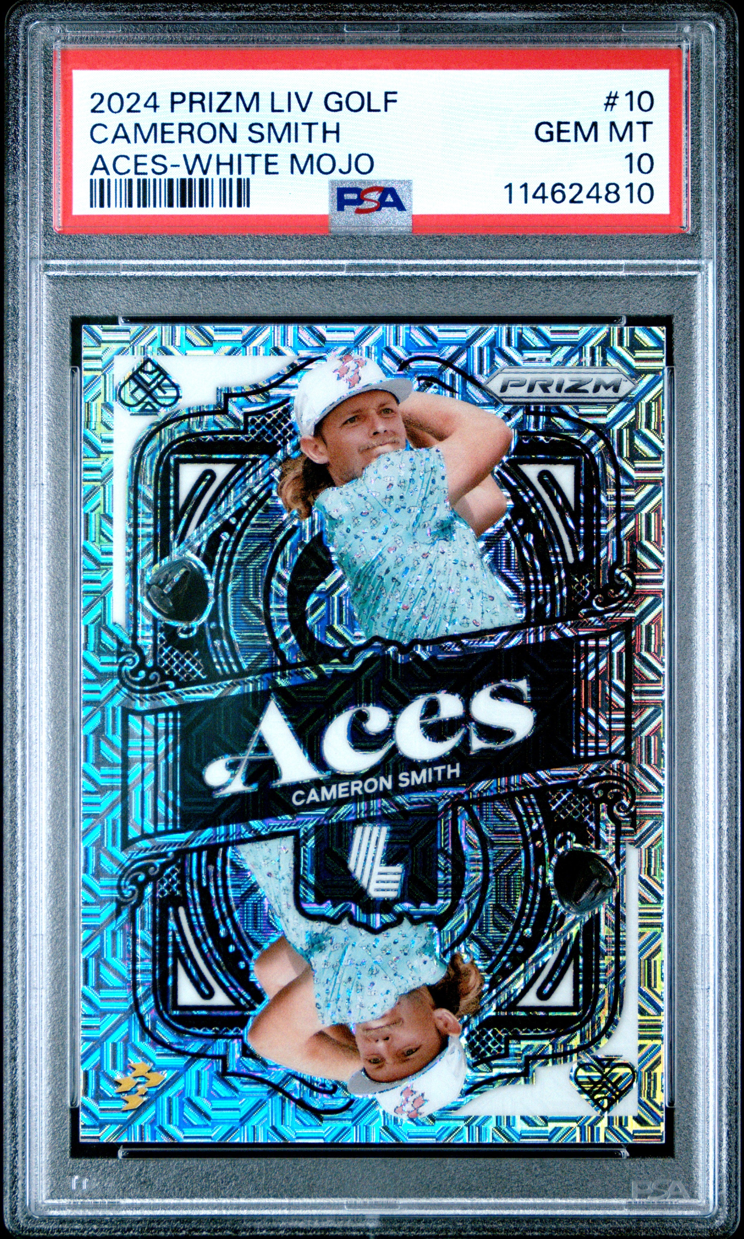Cameron Smith 2024 Panini Prizm Liv Golf White Mojo Aces SP 25/36 PSA 10