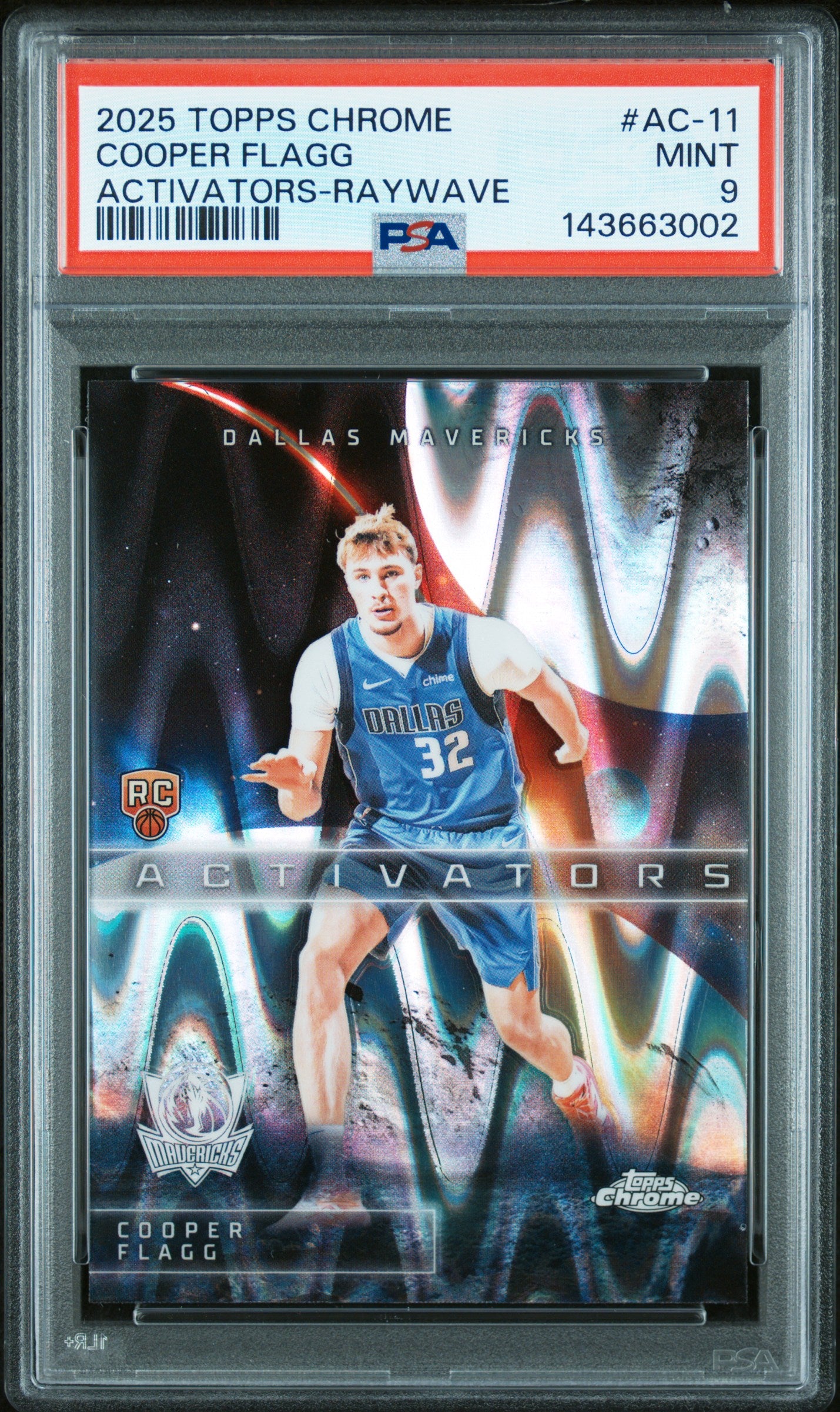 Cooper Flagg RC 2025-26 Topps Chrome Raywave Activators Rookie PSA 9