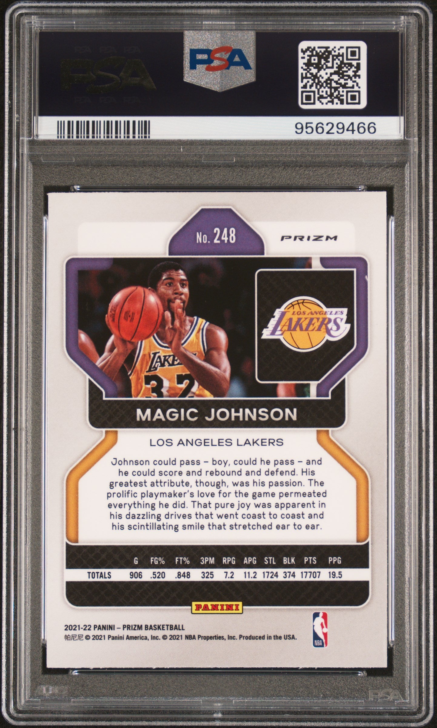 Magic Johnson 2021-22 Panini Prizm NBA 75th Anniversary #248 PSA 10-2