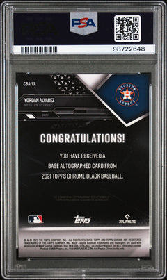 Yordan Alvarez 2021 Topps Chrome Black Auto PSA 10-2