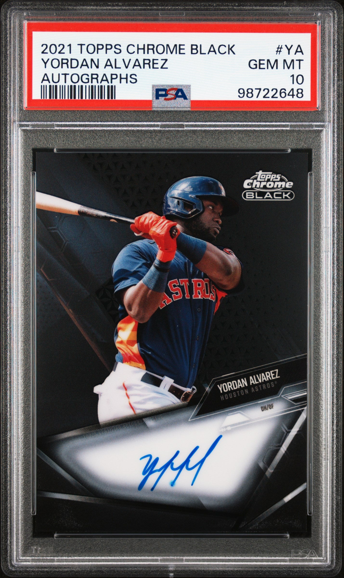 Yordan Alvarez 2021 Topps Chrome Black Auto PSA 10-1