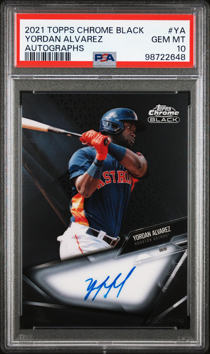 Yordan Alvarez 2021 Topps Chrome Black Auto PSA 10-1
