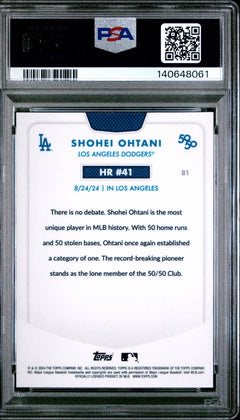 Shohei Ohtani 2024 Topps 50/50 Chrome LA Logofractor SP 33/50 PSA 9-2
