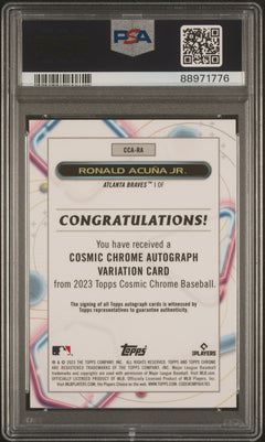Ronald Acuna Jr 2023 Topps Cosmic Chrome Auto PSA 10-2