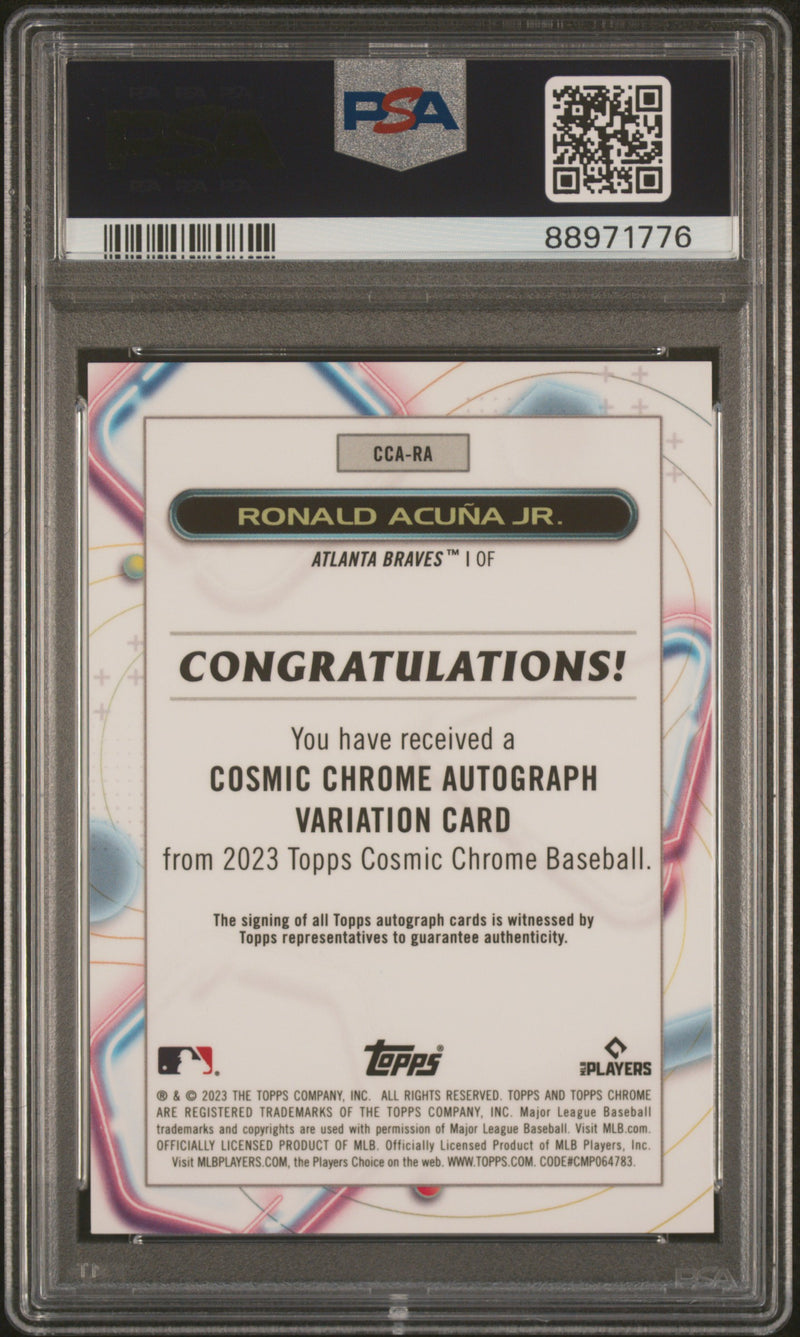 Ronald Acuna Jr 2023 Topps Cosmic Chrome Auto PSA 10-2