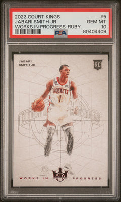 Jabari Smith Jr RC 2022-23 Panini Court Kings Red Works In Progress Rookie SP 48/149 PSA 10-1