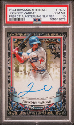 Joendry Vargas 2024 Bowman Sterling Sterling Silver Prospect Auto SP 44/100 PSA 10-1