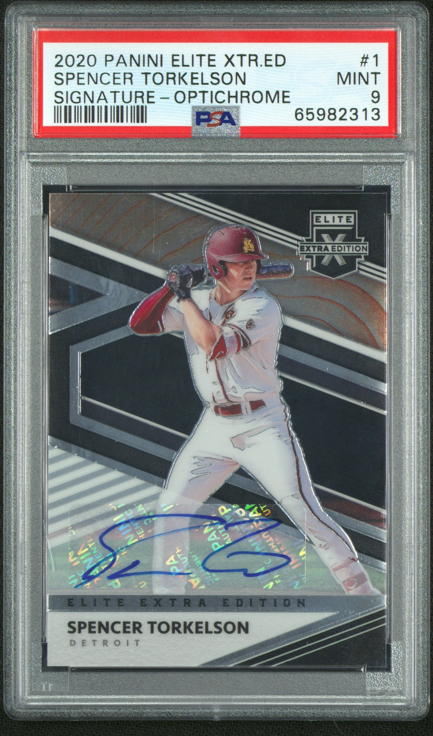Spencer Torkelson 2020 Panini Elite Extra Edition Optichrome Auto #1 PSA 9-1