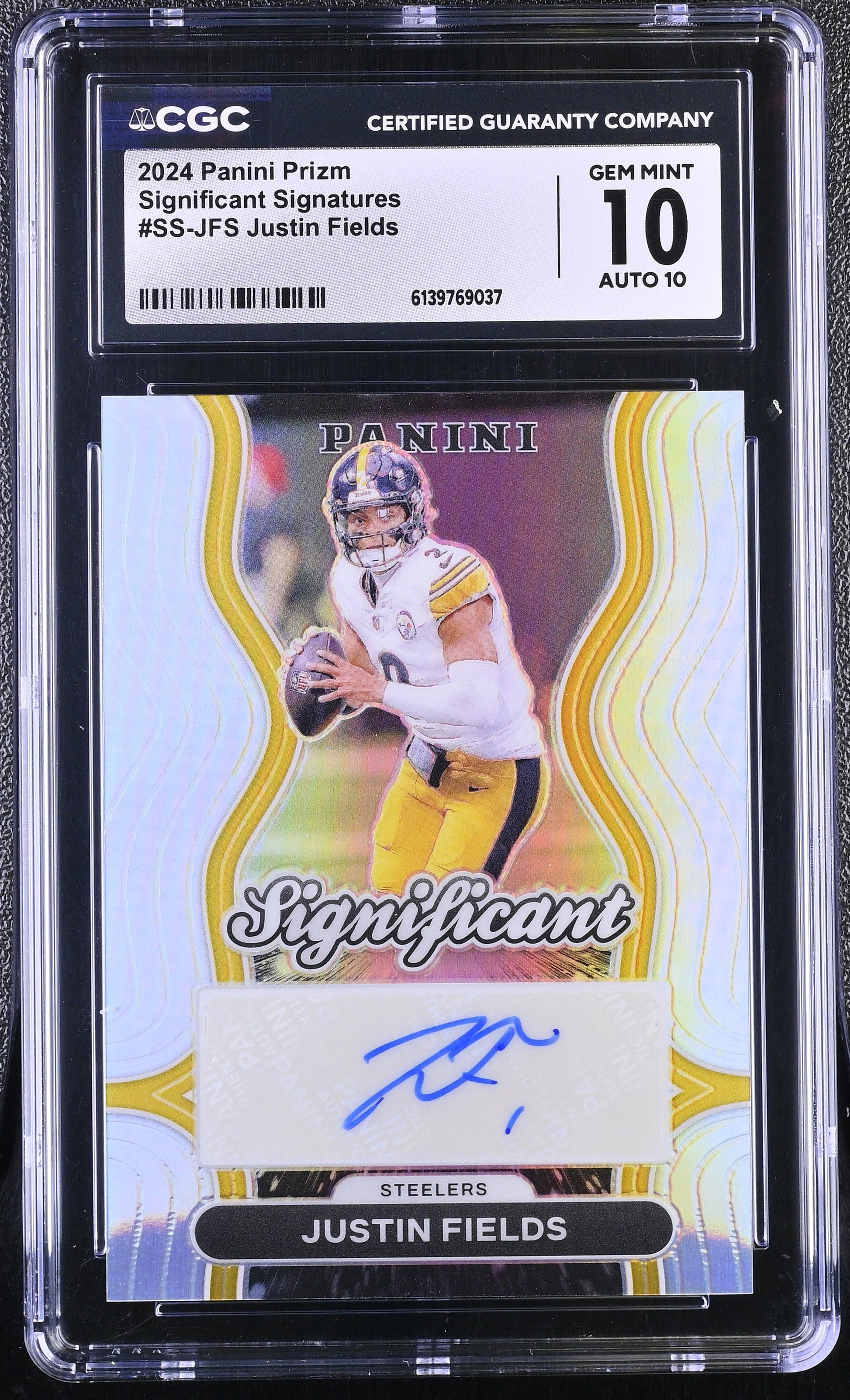Justin Fields 2024 Panini Prizm Silver Significant Signatures Auto CGC 10-1