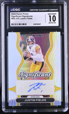 Justin Fields 2024 Panini Prizm Silver Significant Signatures Auto CGC 10-1