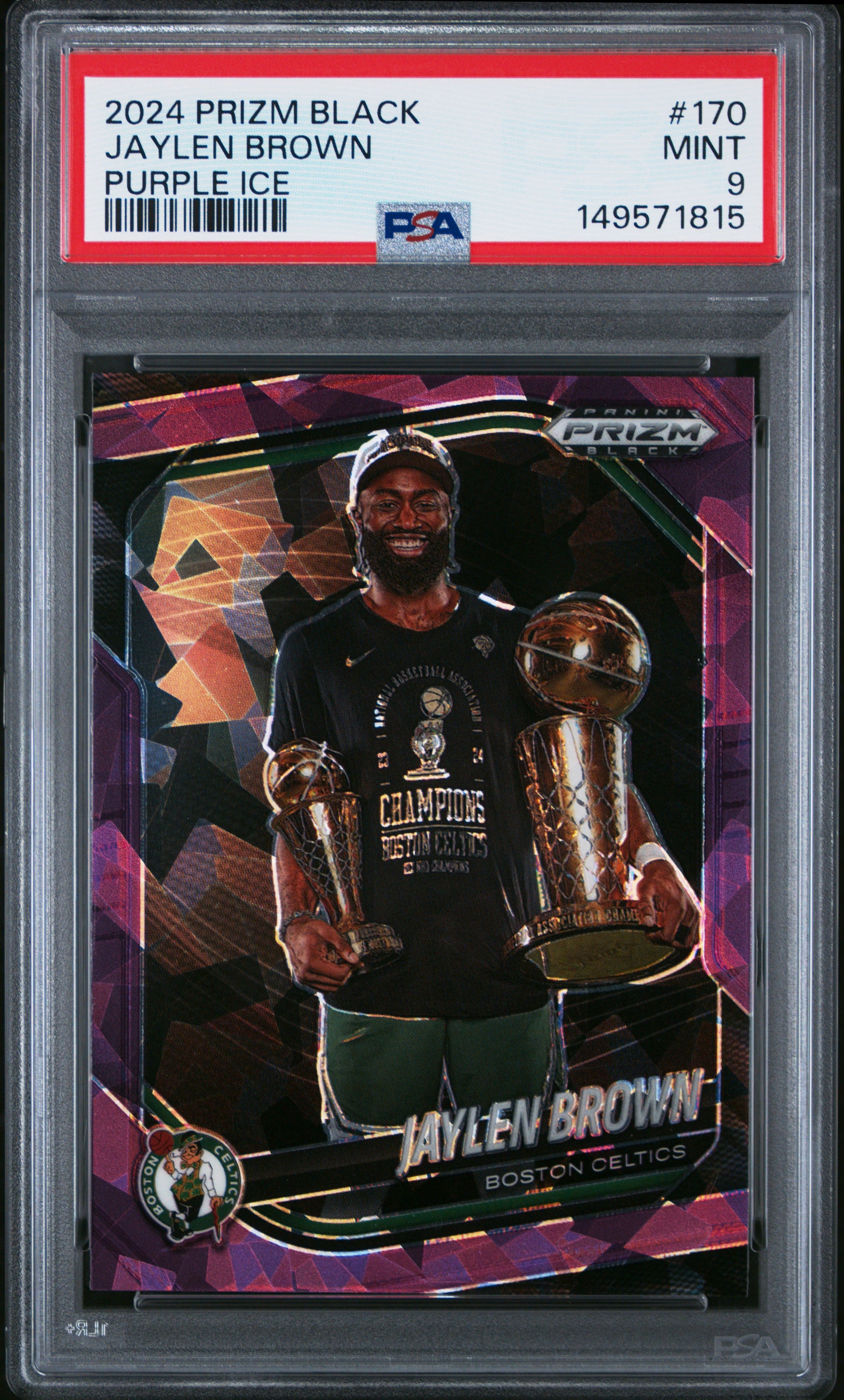 Jaylen Brown 2024-25 Panini Prizm Black Purple Ice SP 121/149 PSA 9-1