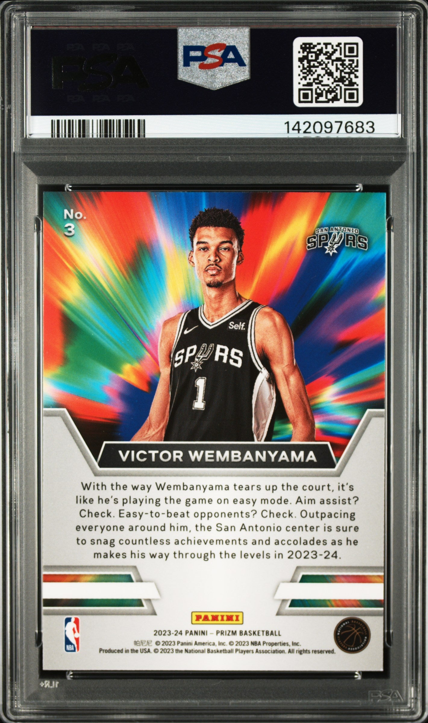 Victor Wembanyama RC 2023-24 Panini Prizm Instant Impact Rookie #3 PSA 9-2