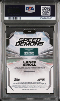 Lance Stroll 2025 Topps Chrome Sapphire Orange Speed Demons SP 3/25 PSA 9-2