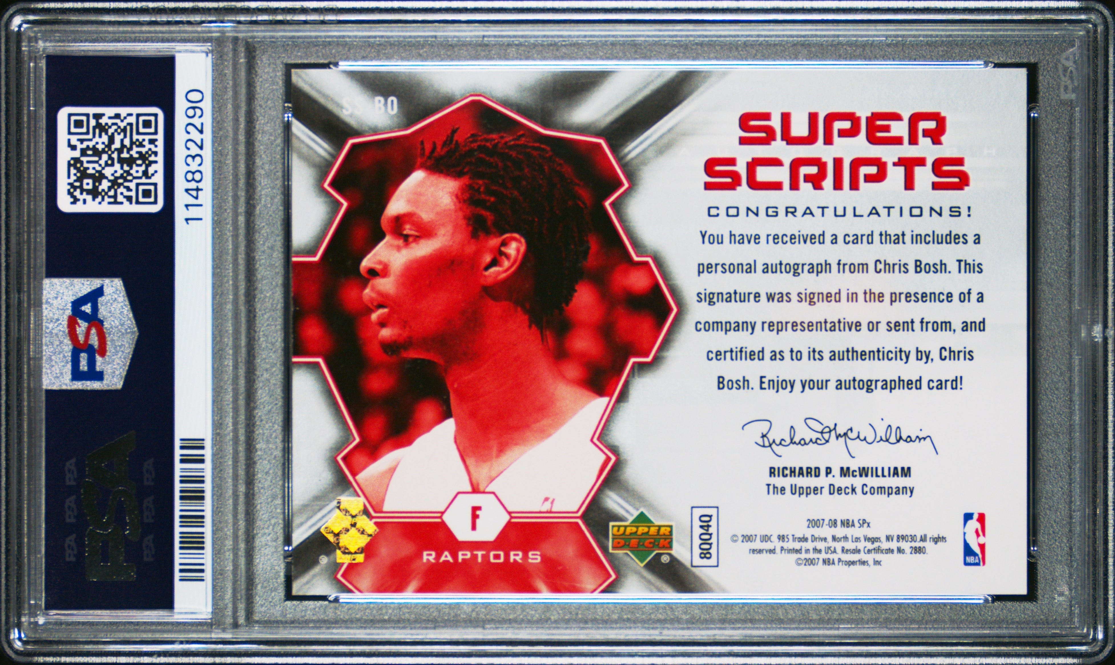 Chris Bosh 2007-08 UD Spx Super Scripts Auto PSA 8-2