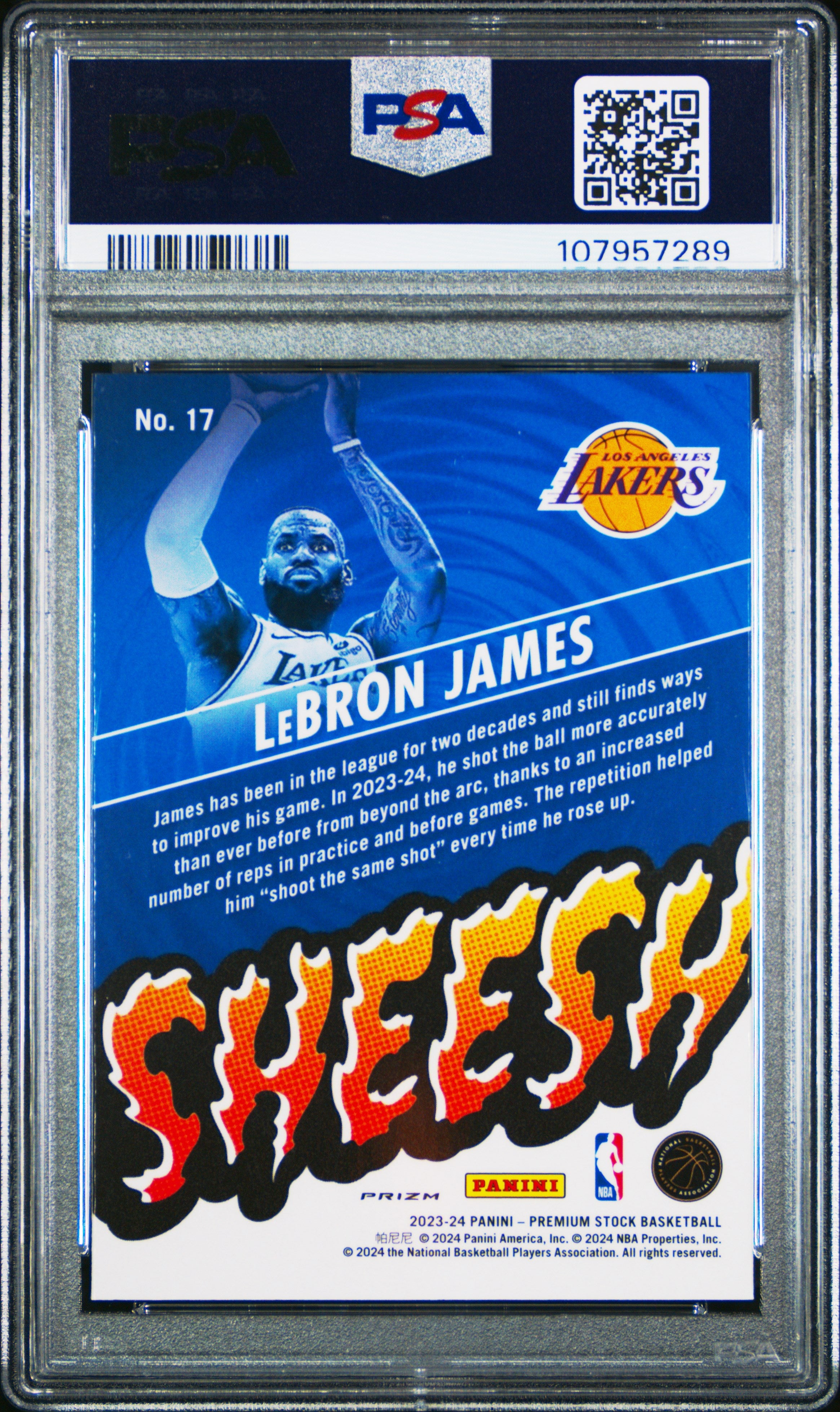 Lebron James 2023-24 Panini NBA Hoops Premium Stock Silver Sheesh #17 PSA 9-2