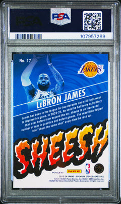 Lebron James 2023-24 Panini NBA Hoops Premium Stock Silver Sheesh #17 PSA 9-2