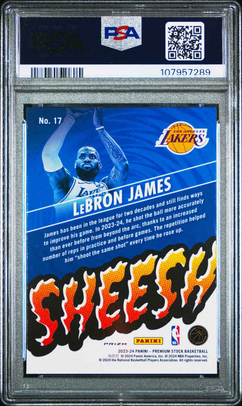 Lebron James 2023-24 Panini NBA Hoops Premium Stock Silver Sheesh #17 PSA 9-2