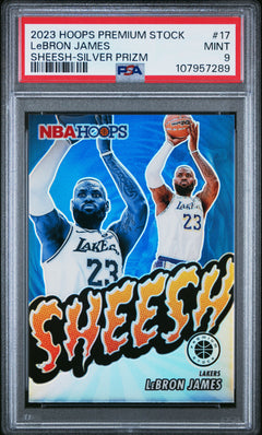 Lebron James 2023-24 Panini NBA Hoops Premium Stock Silver Sheesh #17 PSA 9-1