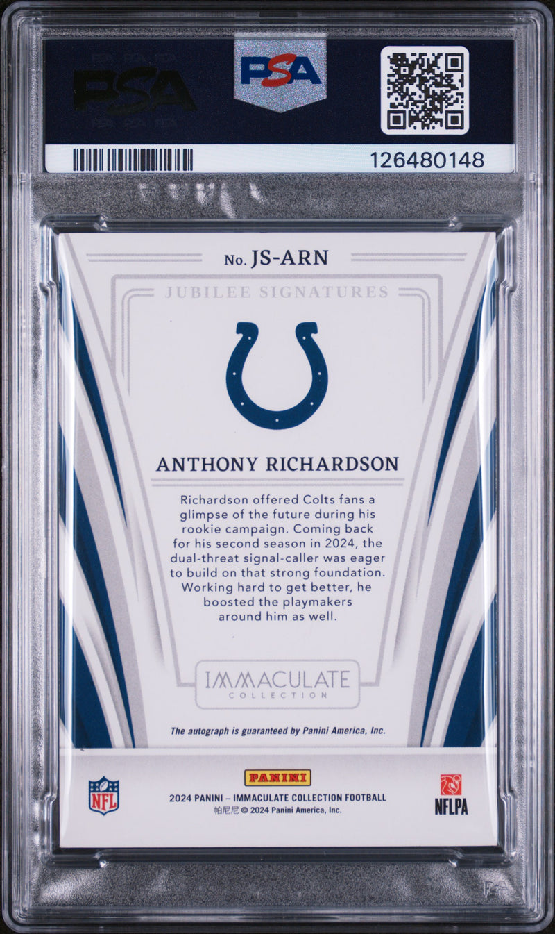 Anthony Richardson 2024 Immaculate Jubilee Gold Auto SP 3/49 PSA 9-2