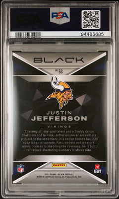 Justin Jefferson 2023 Panini Black Emerald Green SP 5/15 PSA 8-2