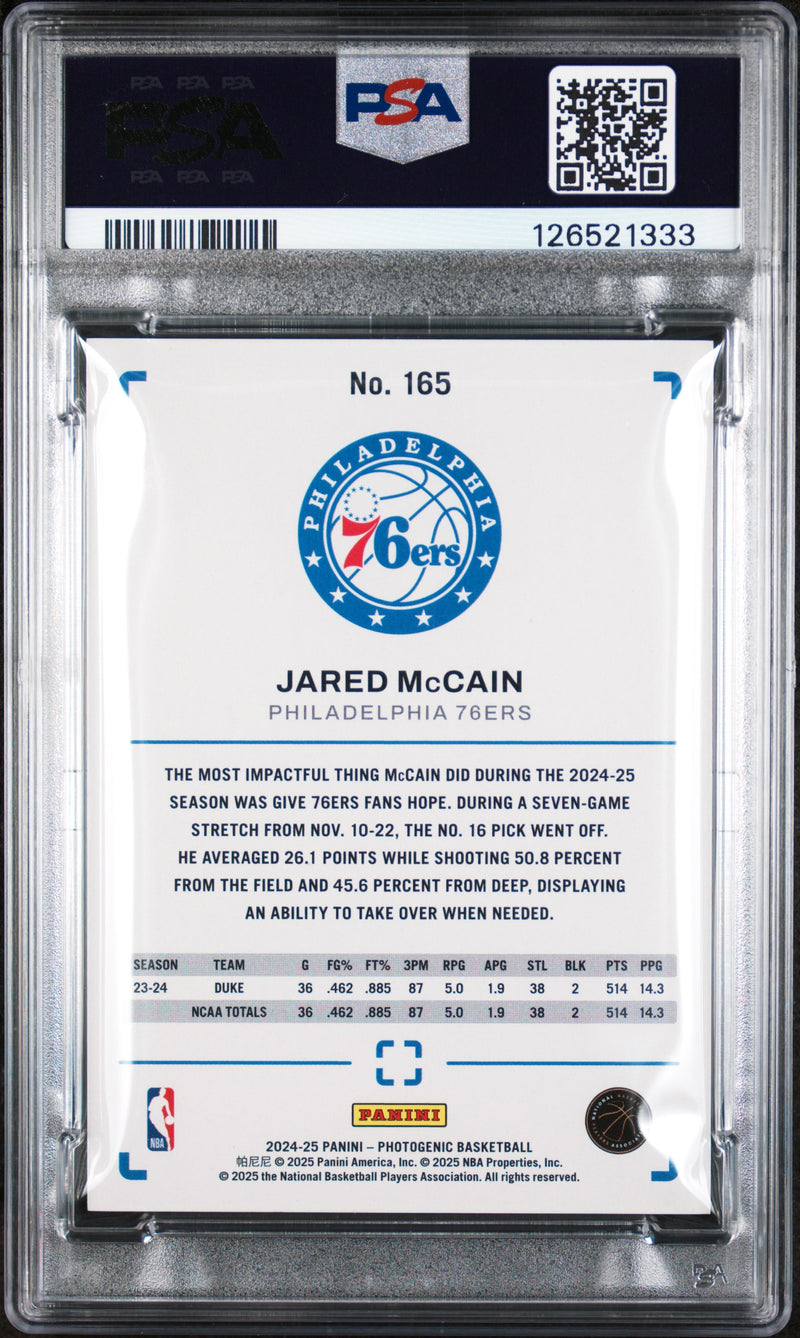 Jared Mccain RC 2024-25 Panini Photogenic Maze Rookie SP 12/25 PSA 9-2