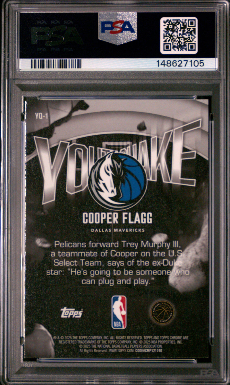 Cooper Flagg RC 2025-26 Topps Chrome Youthquake Rookie PSA 9-2