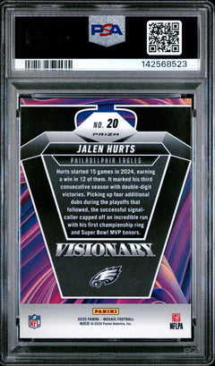 Jalen Hurts 2025 Panini Mosaic Visionary Case Hit SSP #20 PSA 9-2