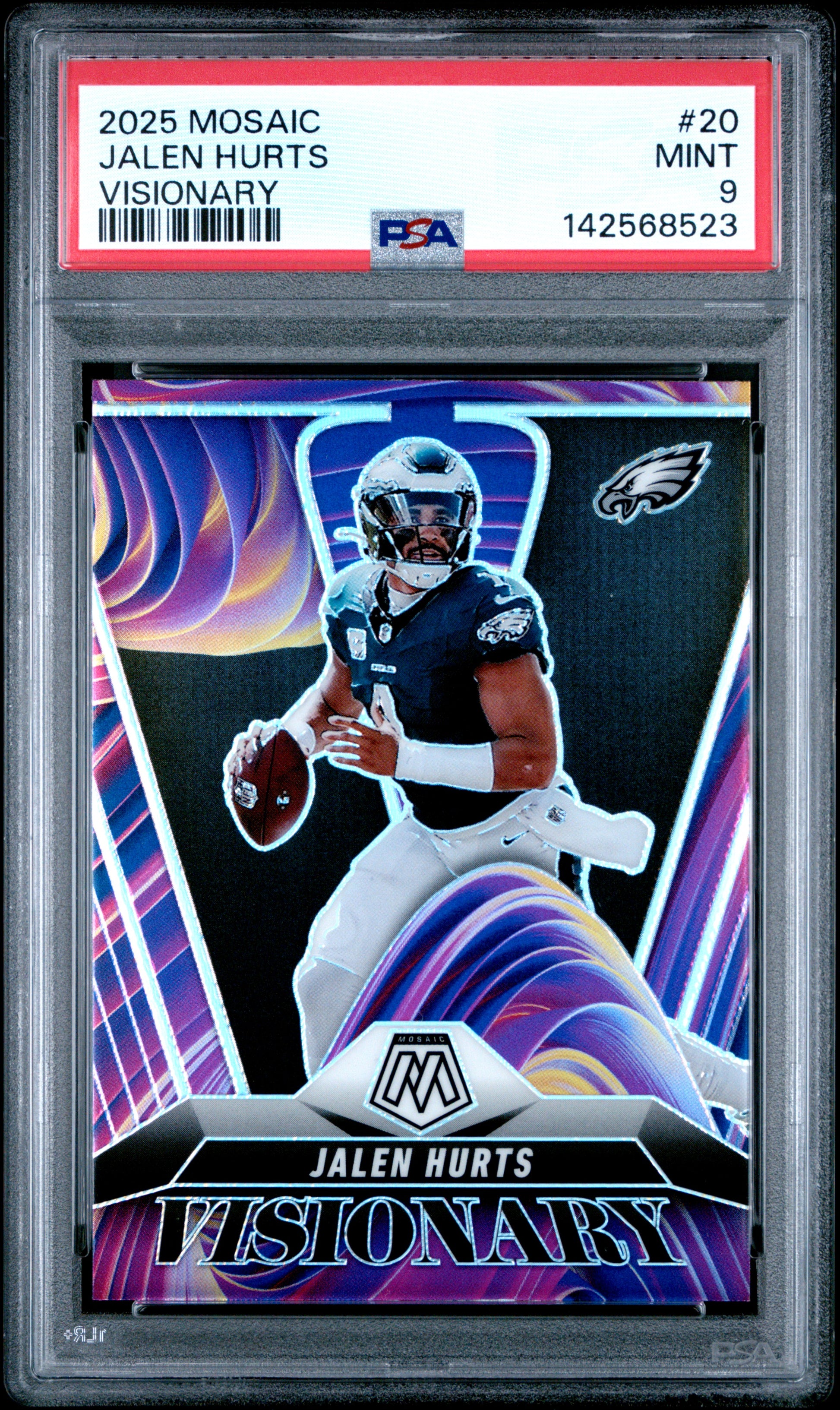 Jalen Hurts 2025 Panini Mosaic Visionary Case Hit SSP #20 PSA 9-1
