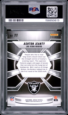 Ashton Jeanty RC 2025 Panini Mosaic Silver Center Stage Rookie #11 PSA 10-2