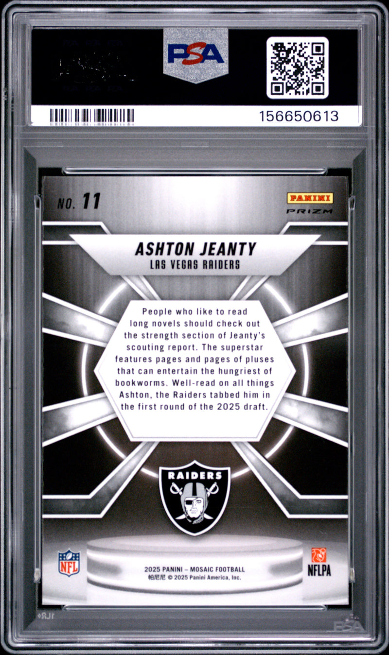 Ashton Jeanty RC 2025 Panini Mosaic Silver Center Stage Rookie #11 PSA 10-2