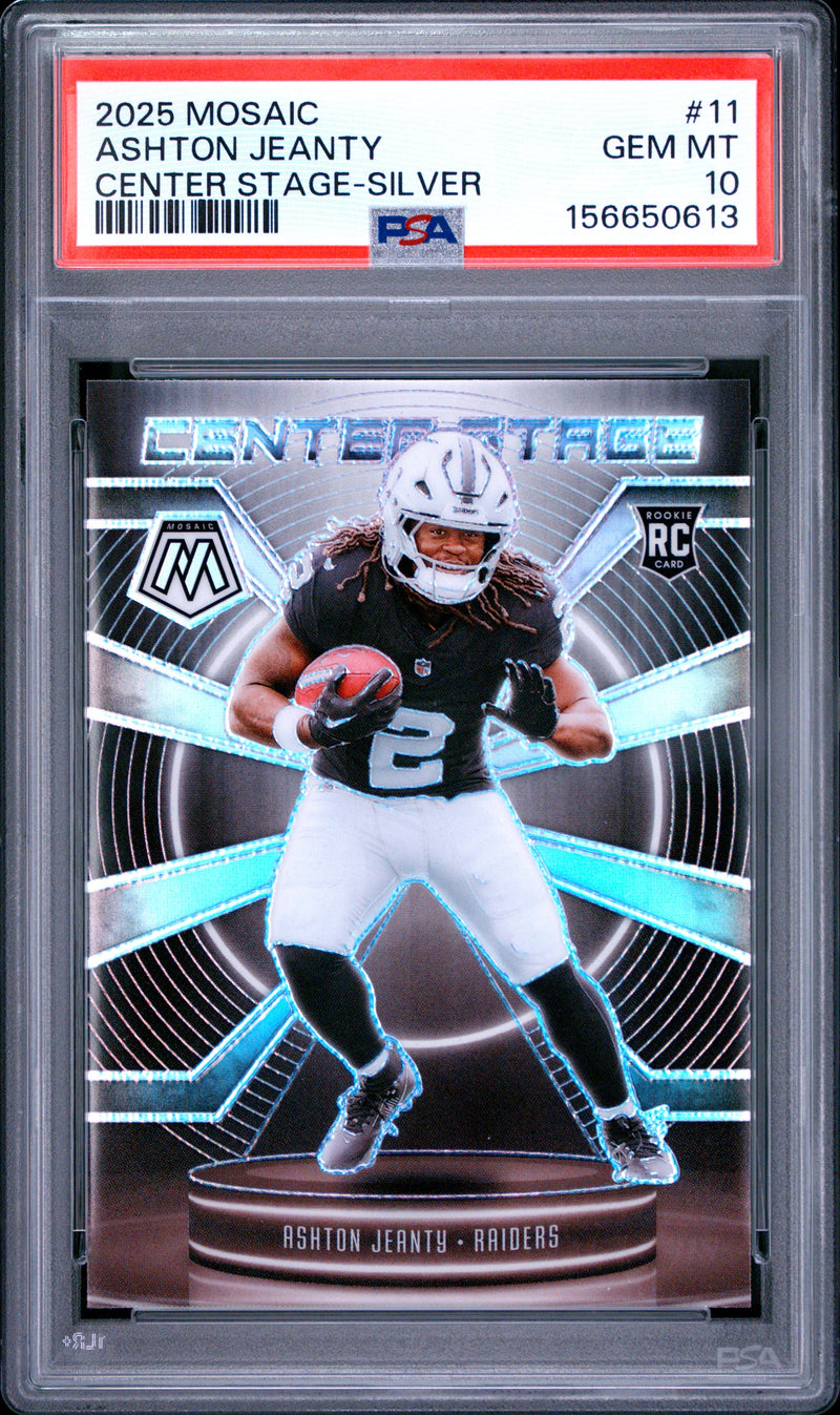 Ashton Jeanty RC 2025 Panini Mosaic Silver Center Stage Rookie #11 PSA 10-1