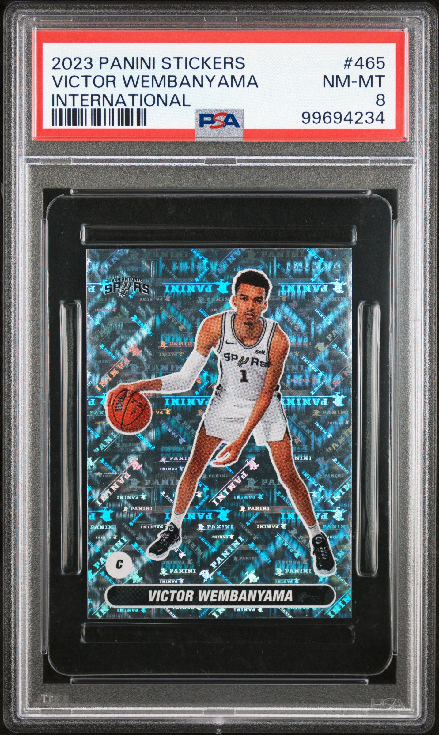 Victor Wembanyama RC 2023-24 Panini Sticker International Rookie #465 PSA 8-1